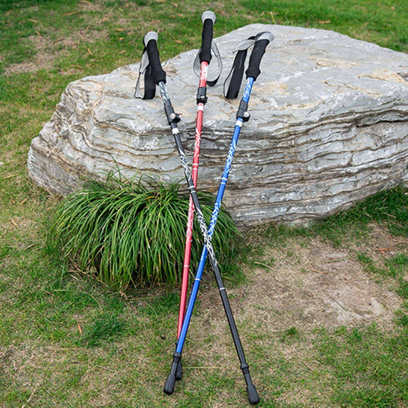 Auminum Alloy Ultralight Trekking Pole Anti Shock Hike Folding Stick